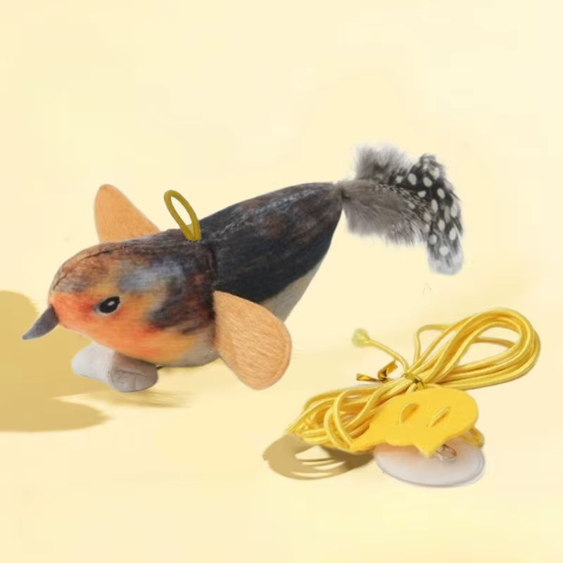Indoor Interactive Birds Toy for Cat Chasing Teasing Toy Sounding Catnip Cat Teaser Toy Self-Hilarity Wall Hanging Birds Cat Toy