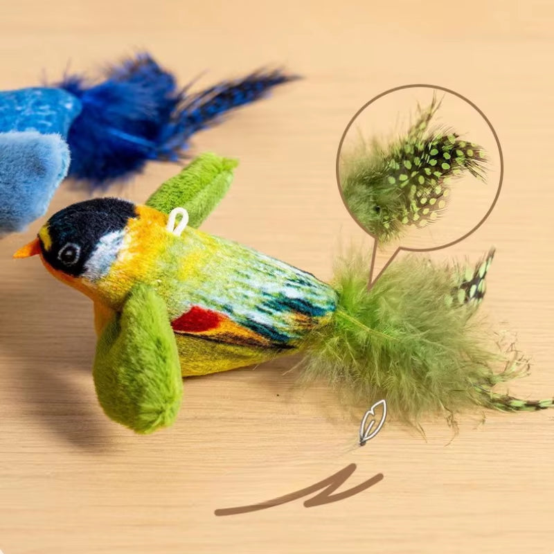 Indoor Interactive Birds Toy for Cat Chasing Teasing Toy Sounding Catnip Cat Teaser Toy Self-Hilarity Wall Hanging Birds Cat Toy
